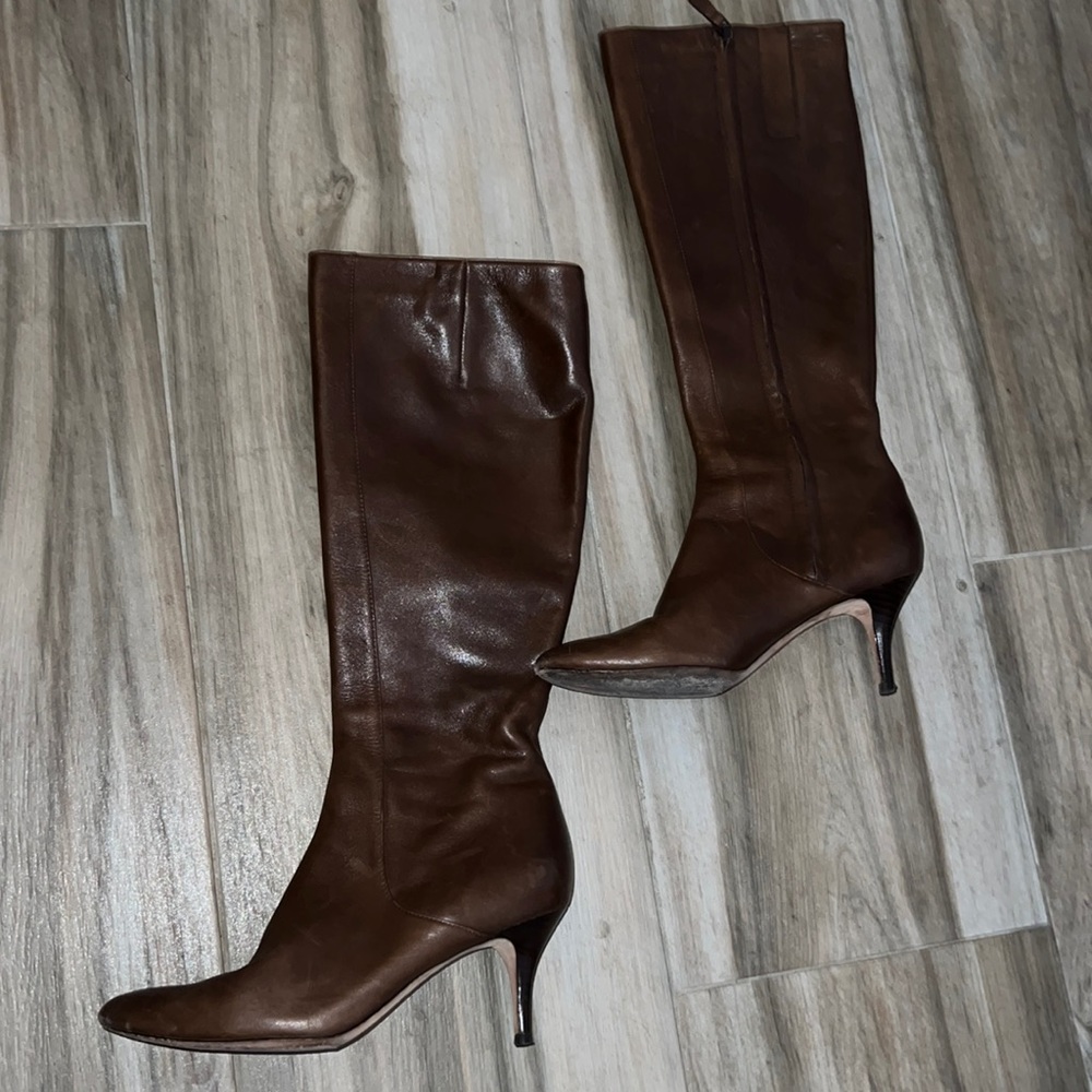 Cole Haan Genuine Brn Leather 6.5 Kitten Heel Boots